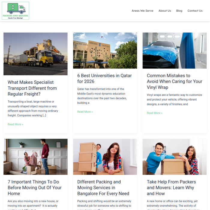 Packers Movers Bangalore website